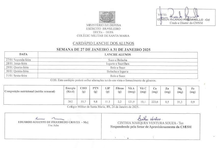 Cardapio de 27 a 31 de Jan 25 2